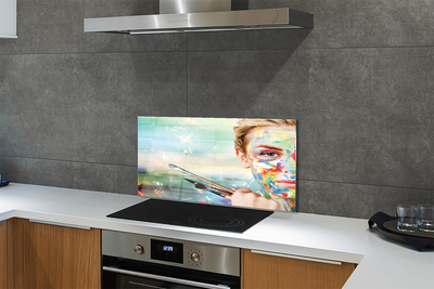 Painel de vidro Mulher com pincéis
