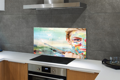 Painel de vidro Mulher com pincéis