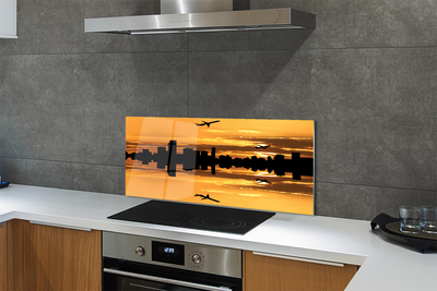 Painel de vidro Aviões cidade sol