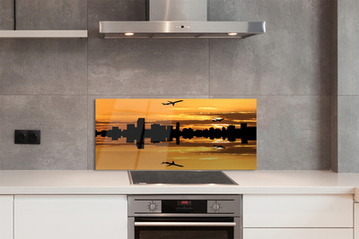 Painel de vidro Aviões cidade sol