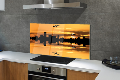 Painel de vidro Aviões cidade sol