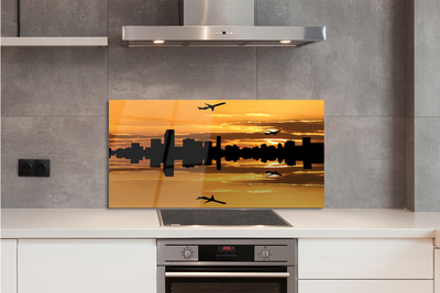 Painel de vidro Aviões cidade sol
