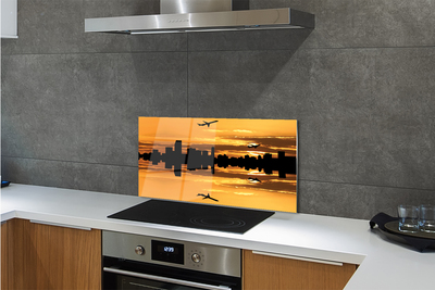 Painel de vidro Aviões cidade sol