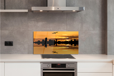 Painel de vidro Aviões cidade sol