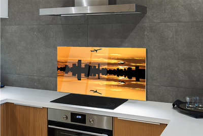 Painel de vidro Aviões cidade sol
