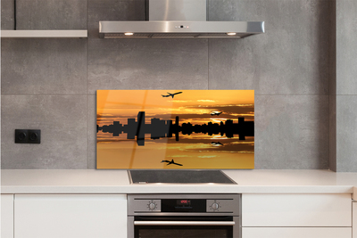 Painel de vidro Aviões cidade sol