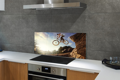 Painel de vidro Bicicleta montanhas nuvens céu