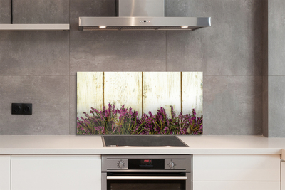 Painel de vidro Flores roxas de tabuleiro