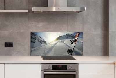 Painel de vidro Snowboard na neve da montanha