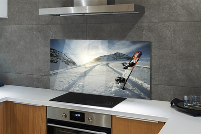 Painel de vidro Snowboard na neve da montanha