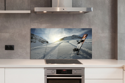 Painel de vidro Snowboard na neve da montanha