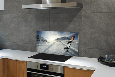 Painel de vidro Snowboard na neve da montanha