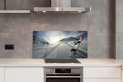 Painel de vidro Snowboard na neve da montanha