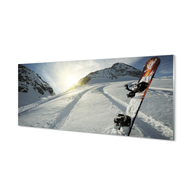Painel de vidro Snowboard na neve da montanha