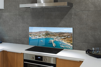 Painel de vidro Grécia Costa Montanhas Cidade