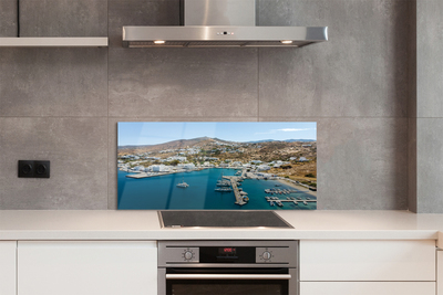 Painel de vidro Grécia Costa Montanhas Cidade