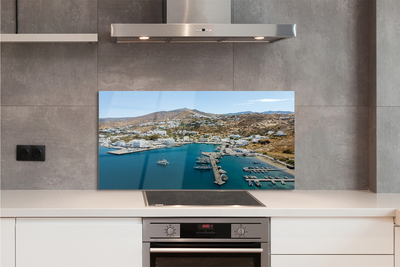 Painel de vidro Grécia Costa Montanhas Cidade