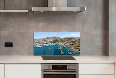 Painel de vidro Grécia Costa Montanhas Cidade