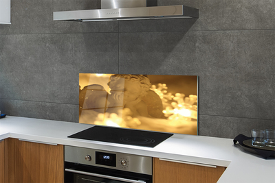 Painel de vidro Anjo Reclinado da Lâmpada