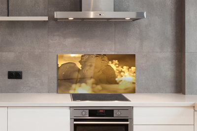 Painel de vidro Anjo Reclinado da Lâmpada