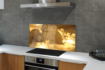 Painel de vidro Anjo Reclinado da Lâmpada