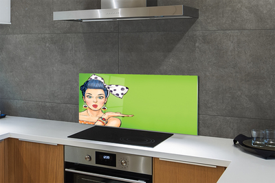 Painel de vidro Mulher com lábios vermelhos