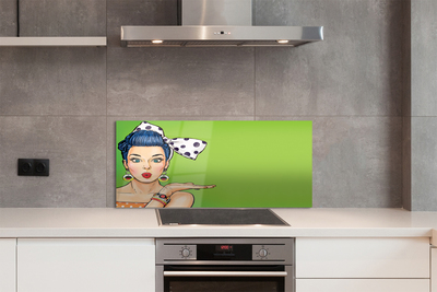 Painel de vidro Mulher com lábios vermelhos