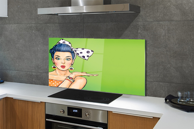 Painel de vidro Mulher com lábios vermelhos