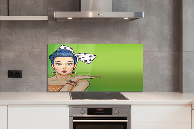 Painel de vidro Mulher com lábios vermelhos