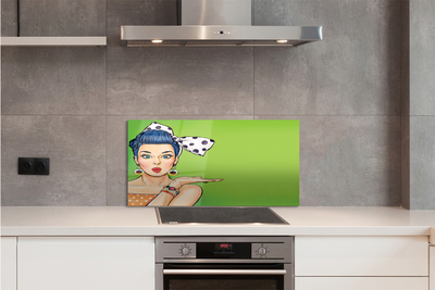 Painel de vidro Mulher com lábios vermelhos