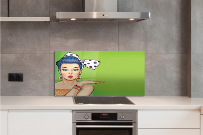 Painel de vidro Mulher com lábios vermelhos