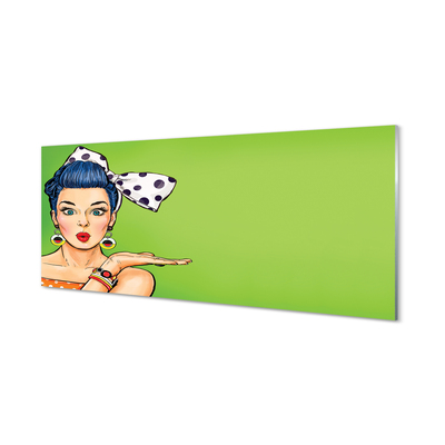 Painel de vidro Mulher com lábios vermelhos