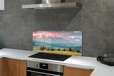 Painel de vidro Montanhas do campo