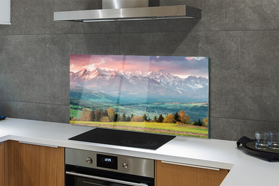 Painel de vidro Montanhas do campo