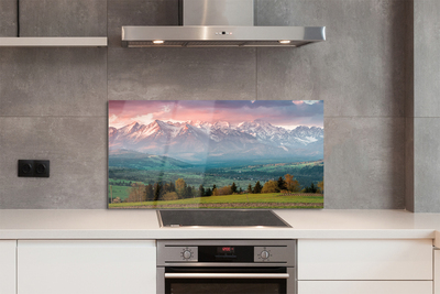 Painel de vidro Montanhas do campo