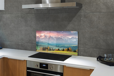 Painel de vidro Montanhas do campo