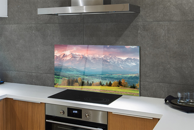 Painel de vidro Montanhas do campo