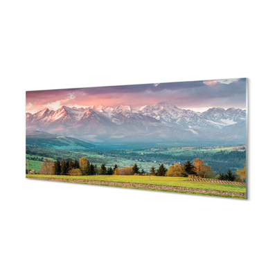 Painel de vidro Montanhas do campo