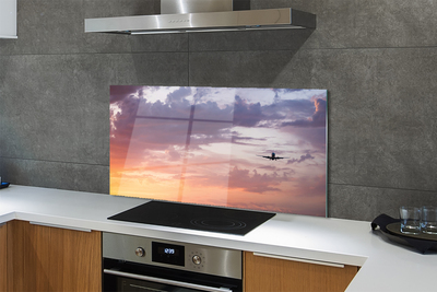 Painel de vidro Nuvens céu avião luzes