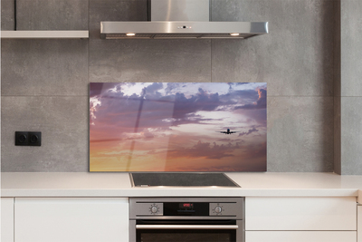 Painel de vidro Nuvens céu avião luzes