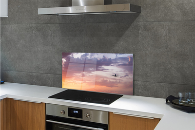 Painel de vidro Nuvens céu avião luzes