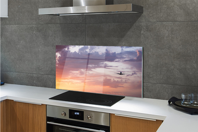 Painel de vidro Nuvens céu avião luzes