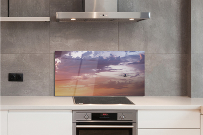 Painel de vidro Nuvens céu avião luzes