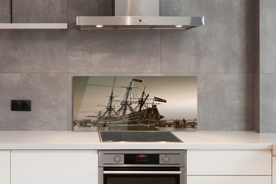 Painel de vidro Velho navio céu mar