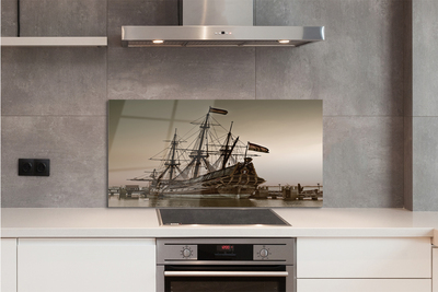 Painel de vidro Velho navio céu mar