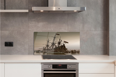 Painel de vidro Velho navio céu mar