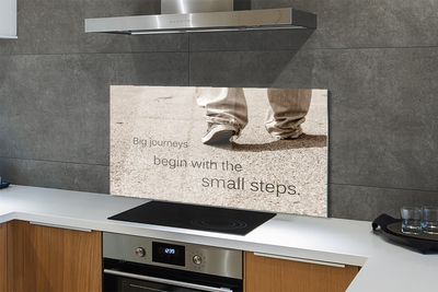 Painel de vidro Sapatos com inscrição em concreto