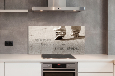 Painel de vidro Sapatos com inscrição em concreto