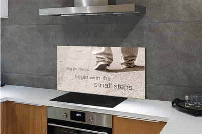 Painel de vidro Sapatos com inscrição em concreto