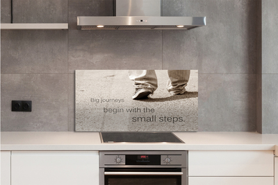 Painel de vidro Sapatos com inscrição em concreto